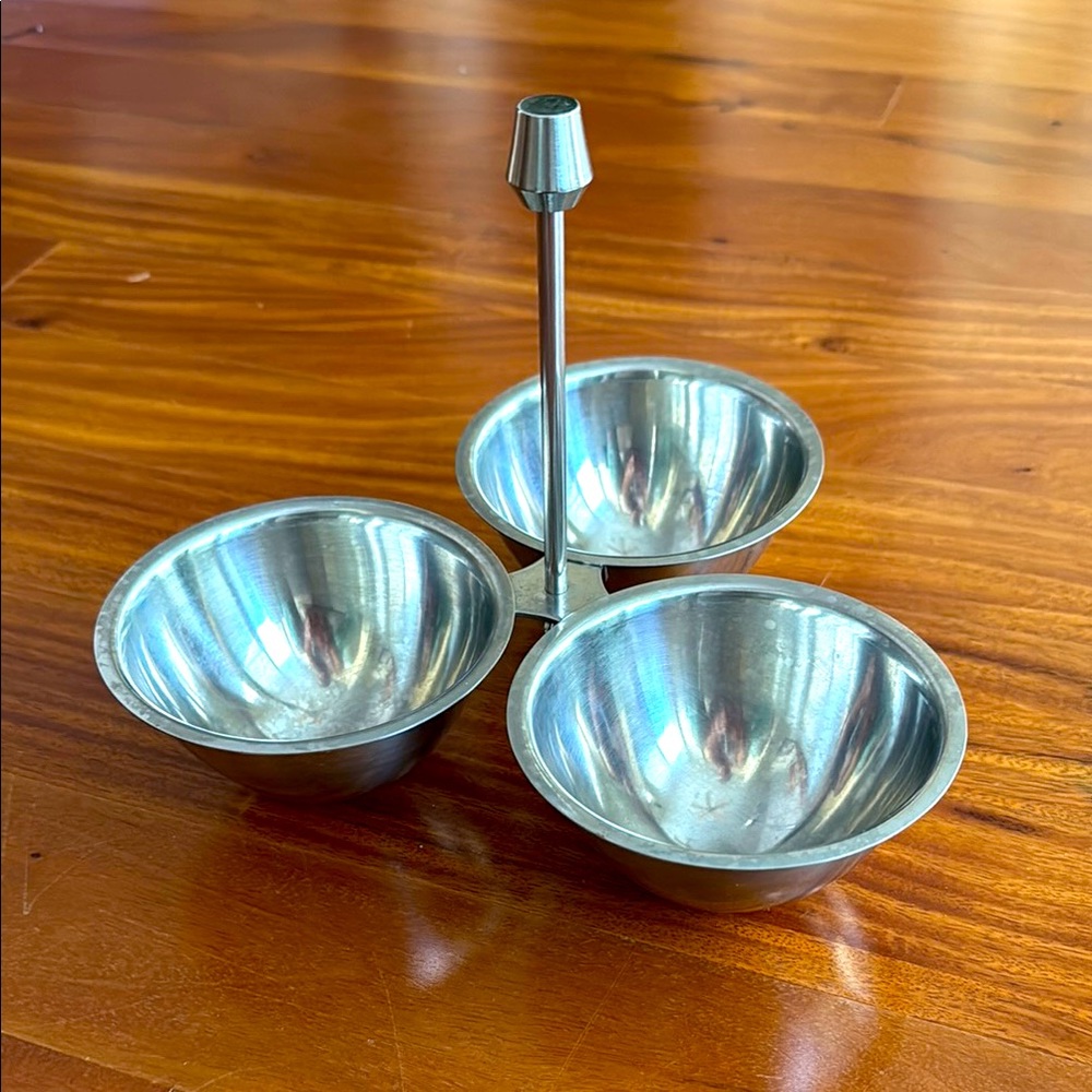Oneida Three Section Condiment Tray Stainless Steel Japan Vintage Modern Olives